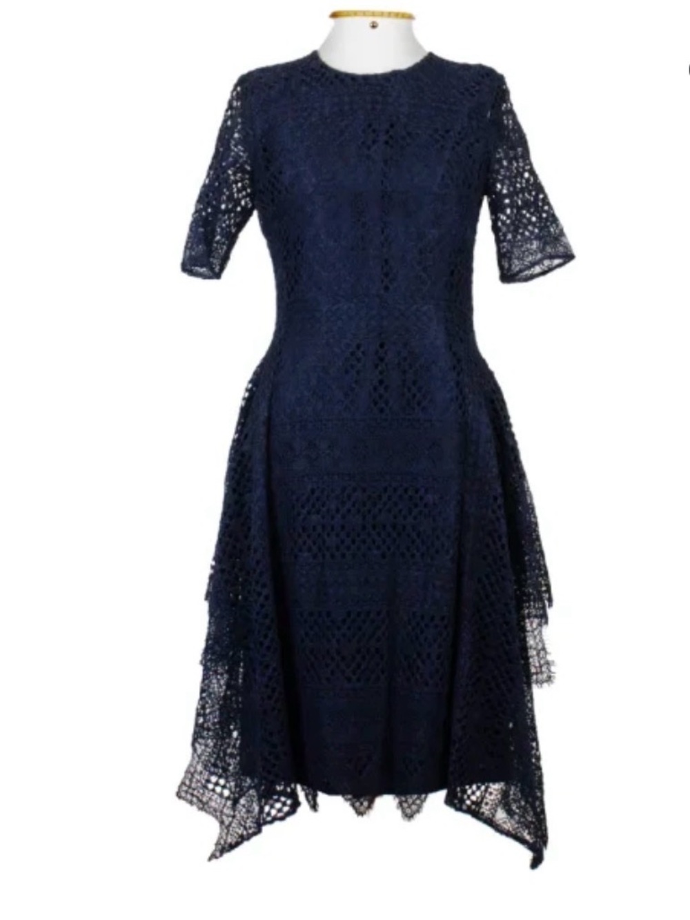 Carolina Herrera Navy Crochet Dress Wrap